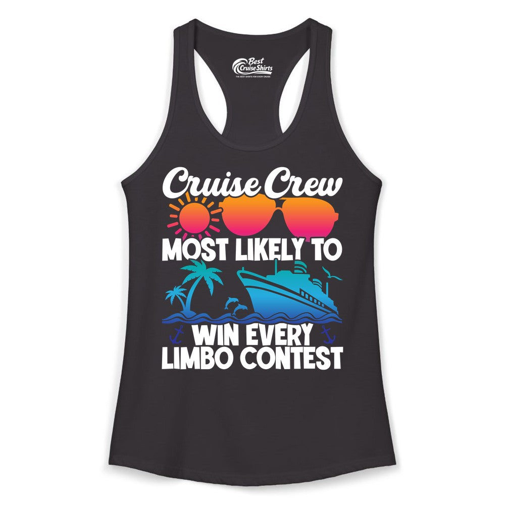 Cruise Crew Shirt - Funny Limbo Contest Tee for Group Cruises (Ladies Tank) in Black - Cruise Crew Limbo Contest Funny Group Caribbean Party Shirt