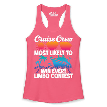 Cruise Crew Shirt - Funny Limbo Contest Tee for Group Cruises (Ladies Tank) in Hot Pink - Cruise Crew Limbo Contest Funny Group Caribbean Party Shirt