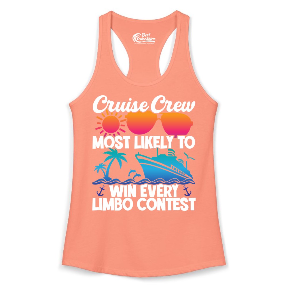Cruise Crew Shirt - Funny Limbo Contest Tee for Group Cruises (Ladies Tank) in Solid Light Orange - Cruise Crew Limbo Contest Funny Group Caribbean Party Shirt