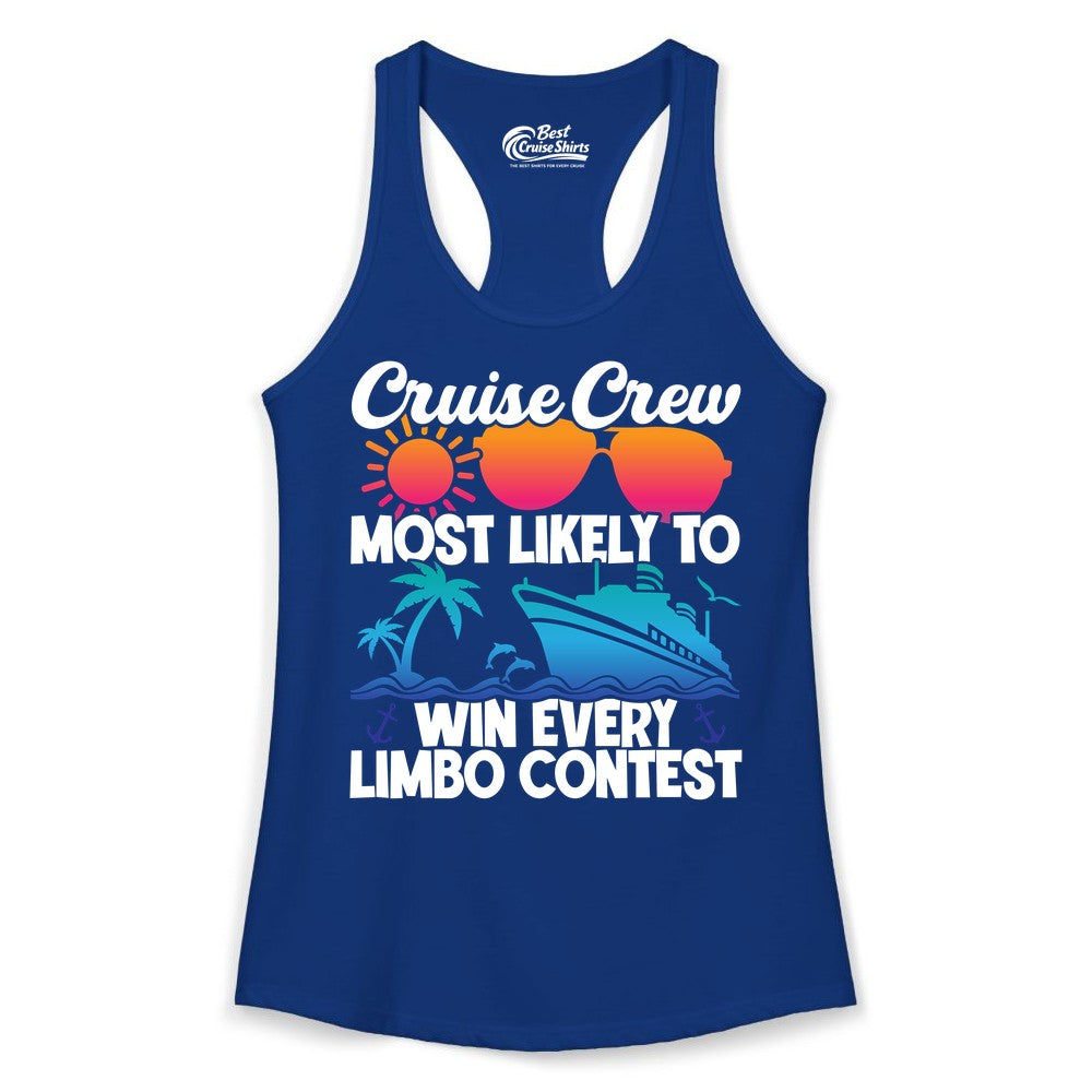 Cruise Crew Shirt - Funny Limbo Contest Tee for Group Cruises (Ladies Tank) in Solid Royal - Cruise Crew Limbo Contest Funny Group Caribbean Party Shirt