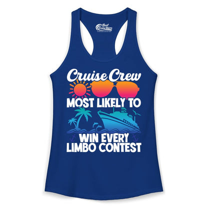 Cruise Crew Shirt - Funny Limbo Contest Tee for Group Cruises (Ladies Tank) in Solid Royal - Cruise Crew Limbo Contest Funny Group Caribbean Party Shirt