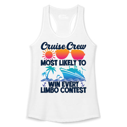Cruise Crew Shirt - Funny Limbo Contest Tee for Group Cruises (Ladies Tank) in White - Cruise Crew Limbo Contest Funny Group Caribbean Party Shirt