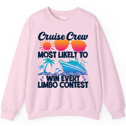 Cruise Crew Shirt - Funny Limbo Contest Tee for Group Cruises (Sweatshirt) in Light Pink - Cruise Crew Limbo Contest Funny Group Caribbean Party Shirt