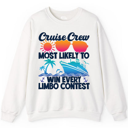 Cruise Crew Shirt - Funny Limbo Contest Tee for Group Cruises (Sweatshirt) in White - Cruise Crew Limbo Contest Funny Group Caribbean Party Shirt
