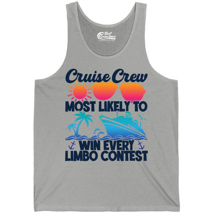 Cruise Crew Shirt - Funny Limbo Contest Tee for Group Cruises (Tank Top) in Athletic Heather - Cruise Crew Limbo Contest Funny Group Caribbean Party Shirt