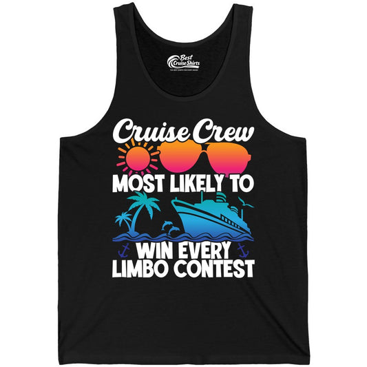 Cruise Crew Shirt - Funny Limbo Contest Tee for Group Cruises (Tank Top) in Black - Cruise Crew Limbo Contest Funny Group Caribbean Party Shirt