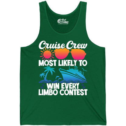 Cruise Crew Shirt - Funny Limbo Contest Tee for Group Cruises (Tank Top) in Kelly - Cruise Crew Limbo Contest Funny Group Caribbean Party Shirt