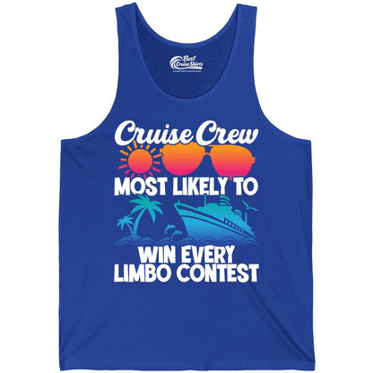 Cruise Crew Shirt - Funny Limbo Contest Tee for Group Cruises (Tank Top) in True Royal - Cruise Crew Limbo Contest Funny Group Caribbean Party Shirt