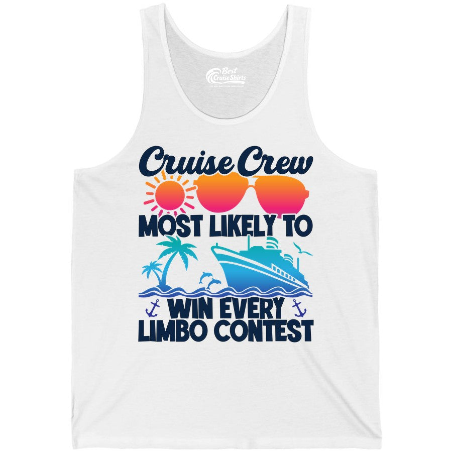 Cruise Crew Shirt - Funny Limbo Contest Tee for Group Cruises (Tank Top) in White - Cruise Crew Limbo Contest Funny Group Caribbean Party Shirt
