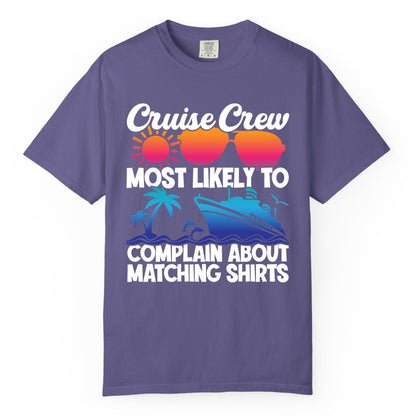 Cruise Crew Shirt - Funny Matching Group Vacation Tee for Cruises (Comfort Color) in Grape - Cruise Crew Funny Matching Shirt Bold Sunglasses Tropical Ship Tee