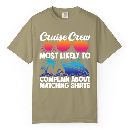 Cruise Crew Shirt - Funny Matching Group Vacation Tee for Cruises (Comfort Color) in Khaki - Cruise Crew Funny Matching Shirt Bold Sunglasses Tropical Ship Tee
