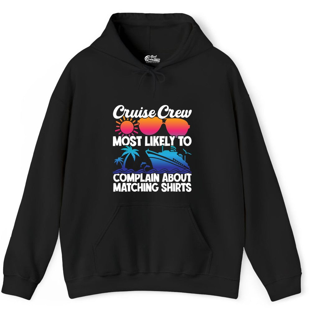 Cruise Crew Shirt - Funny Matching Group Vacation Tee for Cruises (Hoodie) in Black - Cruise Crew Funny Matching Shirt Bold Sunglasses Tropical Ship Tee