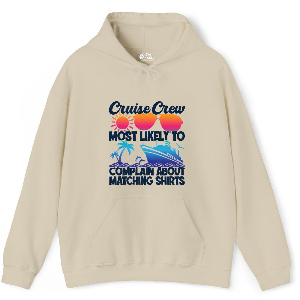 Cruise Crew Shirt - Funny Matching Group Vacation Tee for Cruises (Hoodie) in Sand - Cruise Crew Funny Matching Shirt Bold Sunglasses Tropical Ship Tee