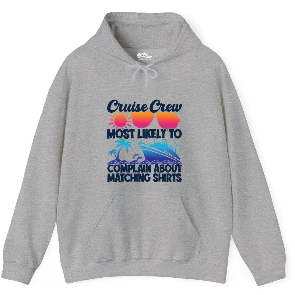 Cruise Crew Shirt - Funny Matching Group Vacation Tee for Cruises (Hoodie) in Sport Grey - Cruise Crew Funny Matching Shirt Bold Sunglasses Tropical Ship Tee