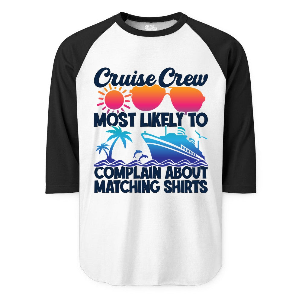 Cruise Crew Shirt - Funny Matching Group Vacation Tee for Cruises (Raglan) in WhiteBlack - Cruise Crew Funny Matching Shirt Bold Sunglasses Tropical Ship Tee