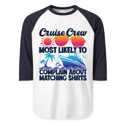 Cruise Crew Shirt - Funny Matching Group Vacation Tee for Cruises (Raglan) in WhiteNavy - Cruise Crew Funny Matching Shirt Bold Sunglasses Tropical Ship Tee