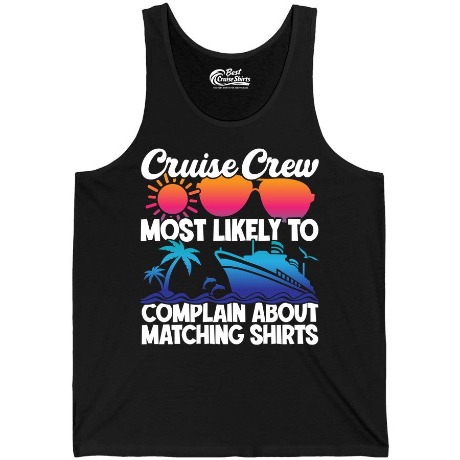 Cruise Crew Shirt - Funny Matching Group Vacation Tee for Cruises (Tank Top) in Black - Cruise Crew Funny Matching Shirt Bold Sunglasses Tropical Ship Tee