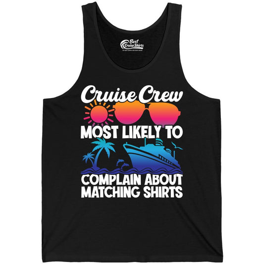 Cruise Crew Shirt - Funny Matching Group Vacation Tee for Cruises (Tank Top) in Black - Cruise Crew Funny Matching Shirt Bold Sunglasses Tropical Ship Tee