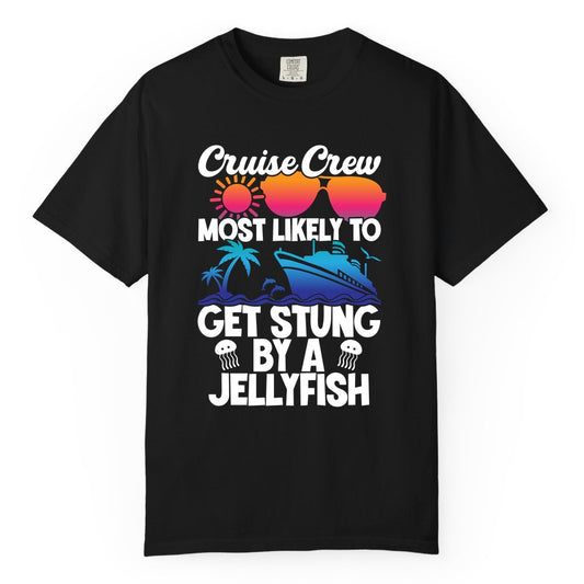 Cruise Crew Shirt - Funny Jellyfish Vacation Group Tee for Trips (Comfort Color) in Black - Cruise Crew Shirt - Funny Jellyfish Sunglasses Tropical Vacation Tee
