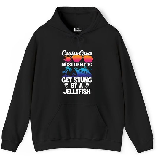 Cruise Crew Shirt - Funny Jellyfish Vacation Group Tee for Trips (Hoodie) in Black - Cruise Crew Shirt - Funny Jellyfish Sunglasses Tropical Vacation Tee