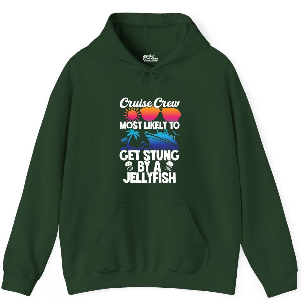 Cruise Crew Shirt - Funny Jellyfish Vacation Group Tee for Trips (Hoodie) in Forest Green - Cruise Crew Shirt - Funny Jellyfish Sunglasses Tropical Vacation Tee