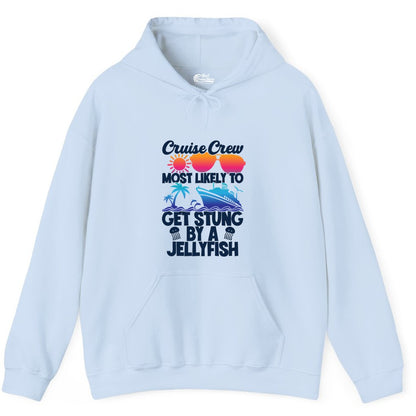 Cruise Crew Shirt - Funny Jellyfish Vacation Group Tee for Trips (Hoodie) in Light Blue - Cruise Crew Shirt - Funny Jellyfish Sunglasses Tropical Vacation Tee