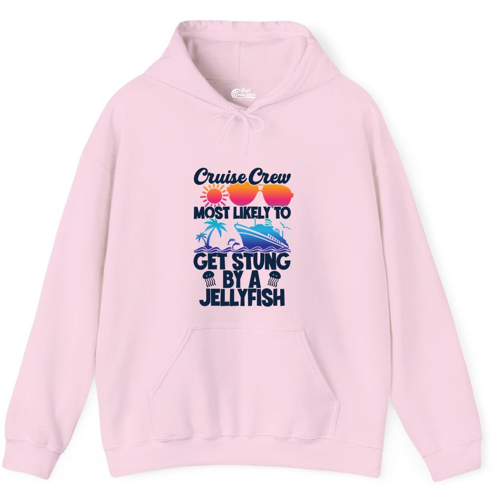 Cruise Crew Shirt - Funny Jellyfish Vacation Group Tee for Trips (Hoodie) in Light Pink - Cruise Crew Shirt - Funny Jellyfish Sunglasses Tropical Vacation Tee