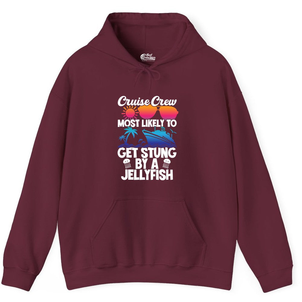 Cruise Crew Shirt - Funny Jellyfish Vacation Group Tee for Trips (Hoodie) in Maroon - Cruise Crew Shirt - Funny Jellyfish Sunglasses Tropical Vacation Tee