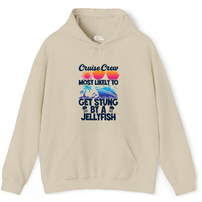 Cruise Crew Shirt - Funny Jellyfish Vacation Group Tee for Trips (Hoodie) in Sand - Cruise Crew Shirt - Funny Jellyfish Sunglasses Tropical Vacation Tee
