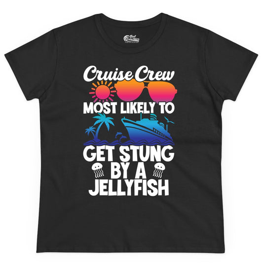 Cruise Crew Shirt - Funny Jellyfish Vacation Group Tee for Trips (Ladies Tee) in Black - Cruise Crew Shirt - Funny Jellyfish Sunglasses Tropical Vacation Tee