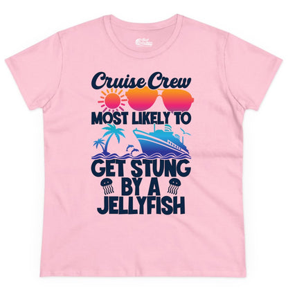 Cruise Crew Shirt - Funny Jellyfish Vacation Group Tee for Trips (Ladies Tee) in Light Pink - Cruise Crew Shirt - Funny Jellyfish Sunglasses Tropical Vacation Tee