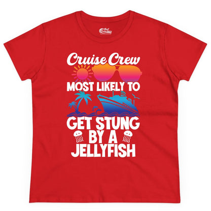 Cruise Crew Shirt - Funny Jellyfish Vacation Group Tee for Trips (Ladies Tee) in Red - Cruise Crew Shirt - Funny Jellyfish Sunglasses Tropical Vacation Tee
