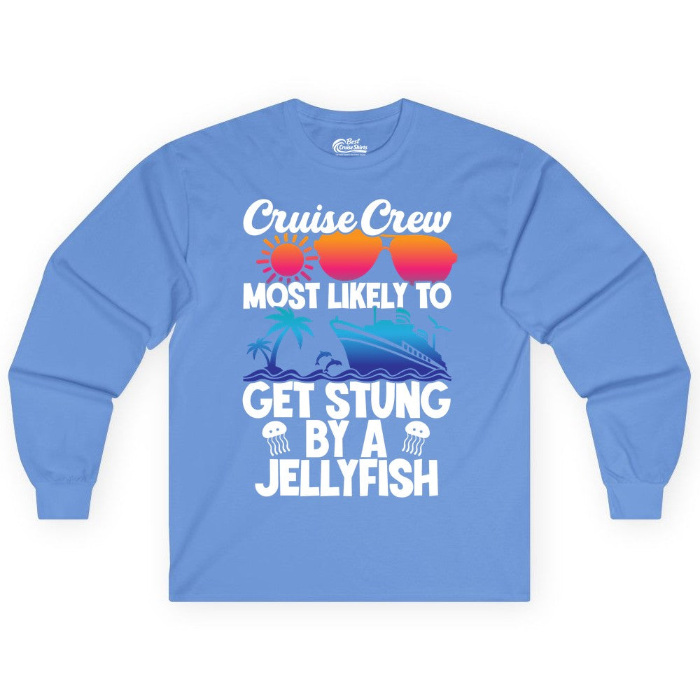 Cruise Crew Shirt - Funny Jellyfish Vacation Group Tee for Trips (Long Sleeve) in Carolina Blue - Cruise Crew Shirt - Funny Jellyfish Sunglasses Tropical Vacation Tee