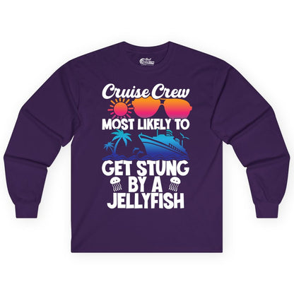Cruise Crew Shirt - Funny Jellyfish Vacation Group Tee for Trips (Long Sleeve) in Purple - Cruise Crew Shirt - Funny Jellyfish Sunglasses Tropical Vacation Tee