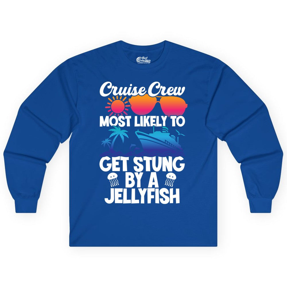 Cruise Crew Shirt - Funny Jellyfish Vacation Group Tee for Trips (Long Sleeve) in Royal - Cruise Crew Shirt - Funny Jellyfish Sunglasses Tropical Vacation Tee