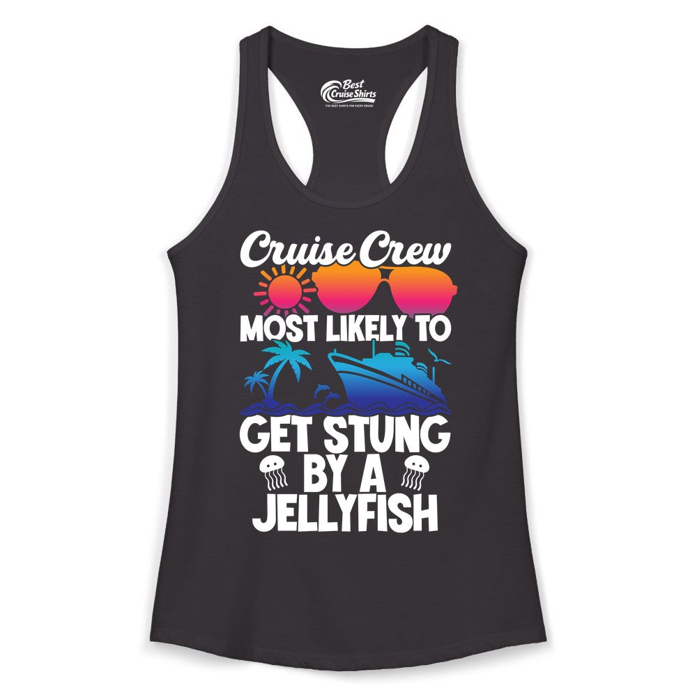 Cruise Crew Shirt - Funny Jellyfish Vacation Group Tee for Trips (Ladies Tank) in Black - Cruise Crew Shirt - Funny Jellyfish Sunglasses Tropical Vacation Tee