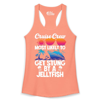 Cruise Crew Shirt - Funny Jellyfish Vacation Group Tee for Trips (Ladies Tank) in Solid Light Orange - Cruise Crew Shirt - Funny Jellyfish Sunglasses Tropical Vacation Tee