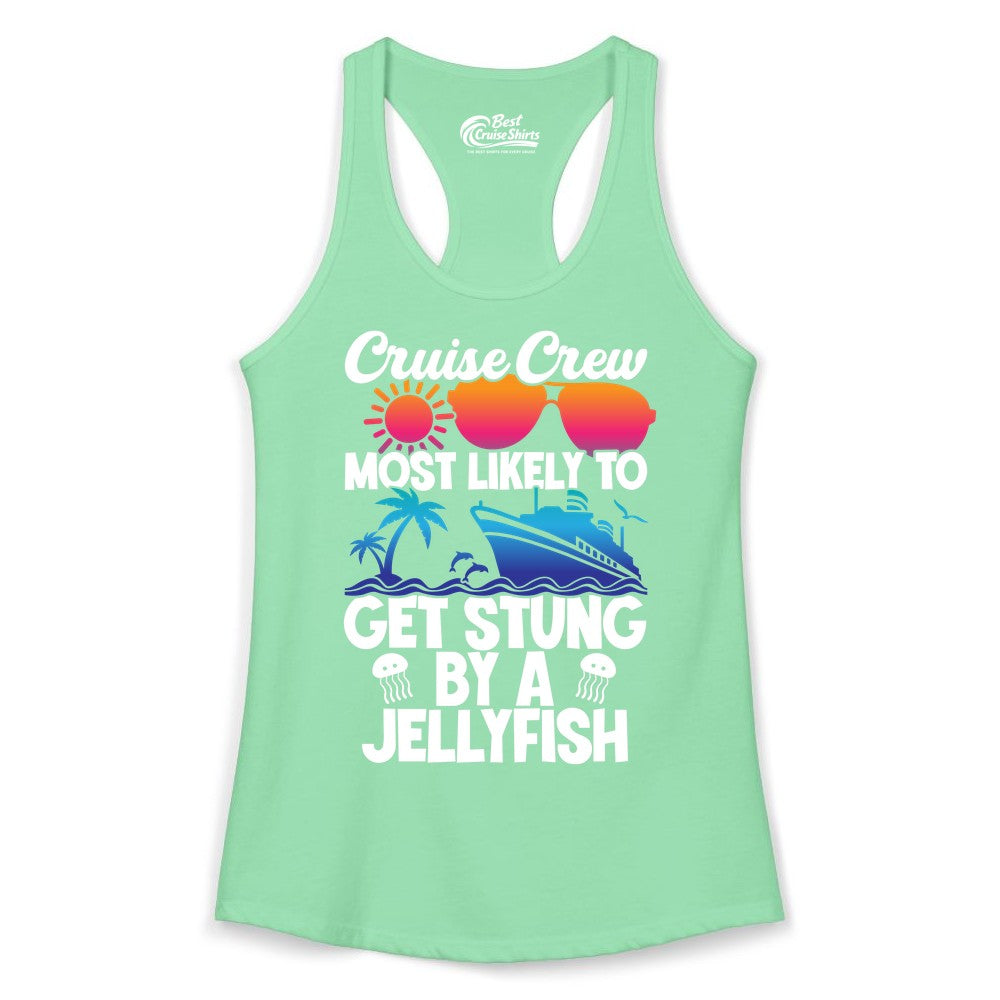 Cruise Crew Shirt - Funny Jellyfish Vacation Group Tee for Trips (Ladies Tank) in Solid Mint - Cruise Crew Shirt - Funny Jellyfish Sunglasses Tropical Vacation Tee