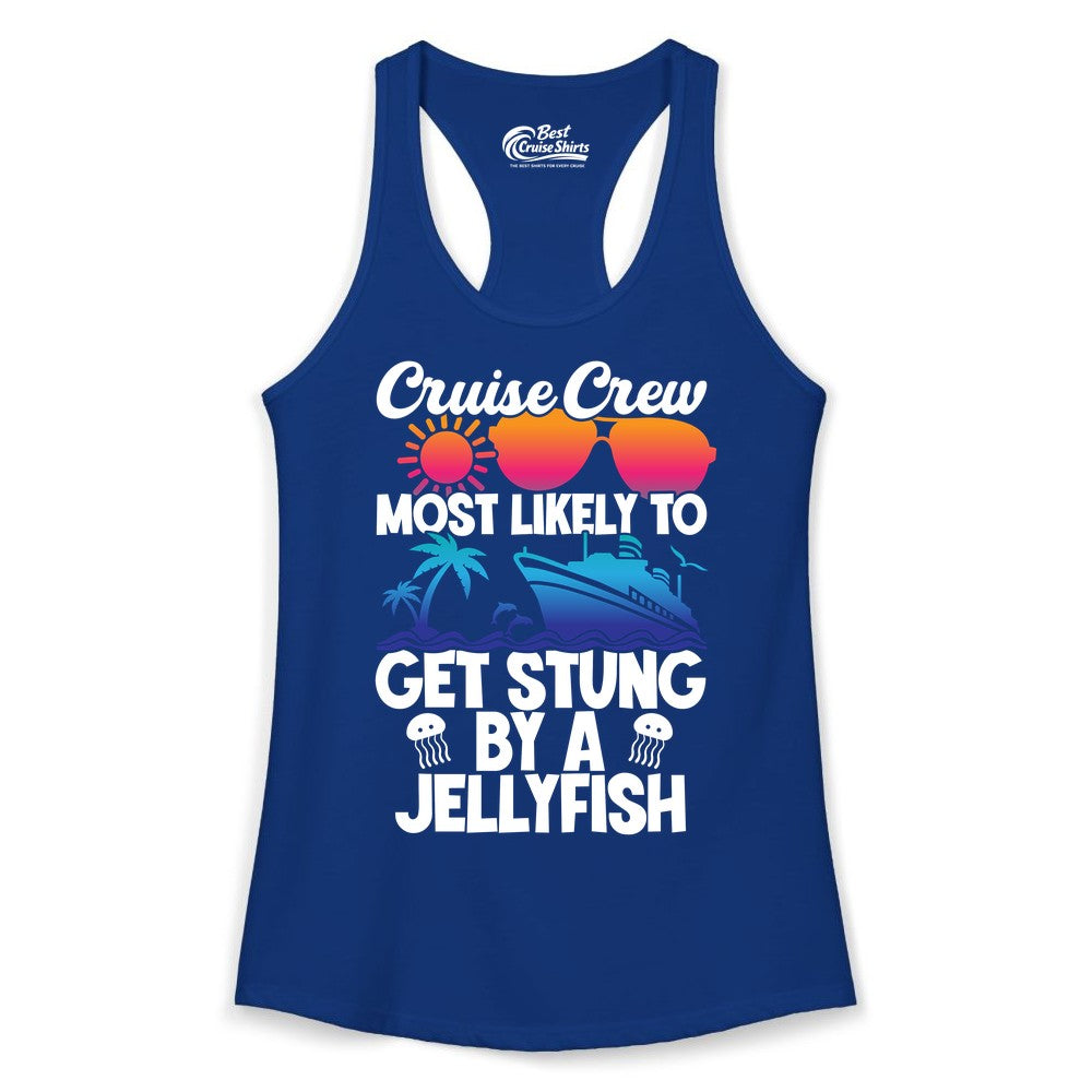 Cruise Crew Shirt - Funny Jellyfish Vacation Group Tee for Trips (Ladies Tank) in Solid Royal - Cruise Crew Shirt - Funny Jellyfish Sunglasses Tropical Vacation Tee