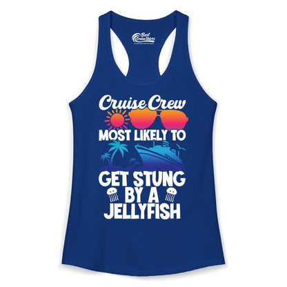 Cruise Crew Shirt - Funny Jellyfish Vacation Group Tee for Trips (Ladies Tank) in Solid Royal - Cruise Crew Shirt - Funny Jellyfish Sunglasses Tropical Vacation Tee