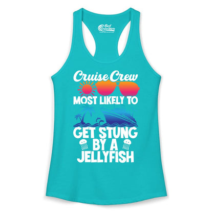 Cruise Crew Shirt - Funny Jellyfish Vacation Group Tee for Trips (Ladies Tank) in Tahiti Blue - Cruise Crew Shirt - Funny Jellyfish Sunglasses Tropical Vacation Tee
