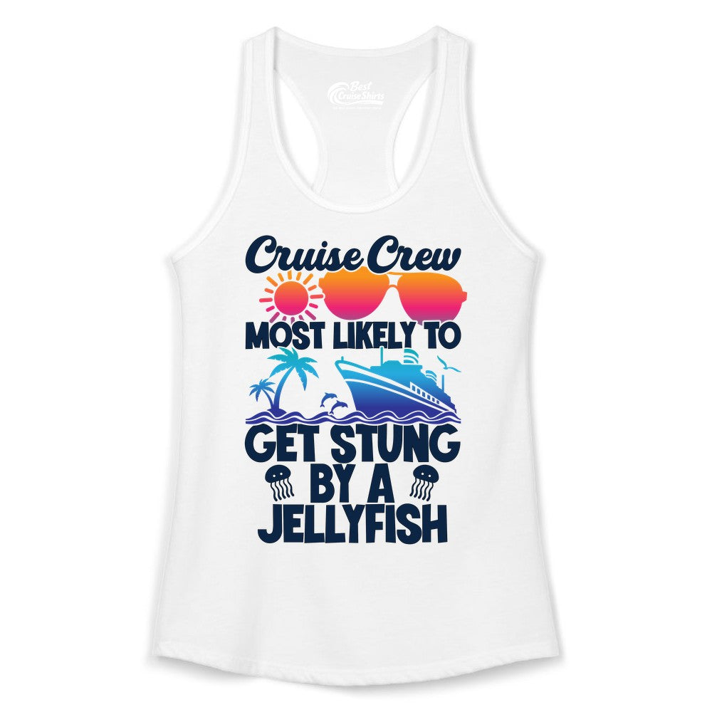 Cruise Crew Shirt - Funny Jellyfish Vacation Group Tee for Trips (Ladies Tank) in White - Cruise Crew Shirt - Funny Jellyfish Sunglasses Tropical Vacation Tee