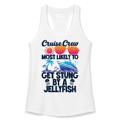 Cruise Crew Shirt - Funny Jellyfish Vacation Group Tee for Trips (Ladies Tank) in White - Cruise Crew Shirt - Funny Jellyfish Sunglasses Tropical Vacation Tee