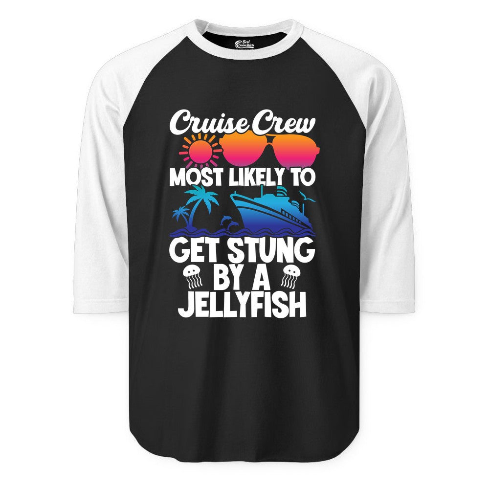 Cruise Crew Shirt - Funny Jellyfish Vacation Group Tee for Trips (Raglan) in BlackWhite - Cruise Crew Shirt - Funny Jellyfish Sunglasses Tropical Vacation Tee