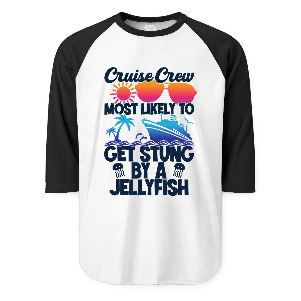 Cruise Crew Shirt - Funny Jellyfish Vacation Group Tee for Trips (Raglan) in WhiteBlack - Cruise Crew Shirt - Funny Jellyfish Sunglasses Tropical Vacation Tee