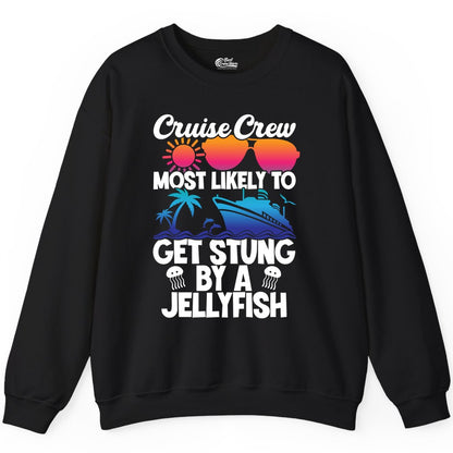Cruise Crew Shirt - Funny Jellyfish Vacation Group Tee for Trips (Sweatshirt) in Black - Cruise Crew Shirt - Funny Jellyfish Sunglasses Tropical Vacation Tee