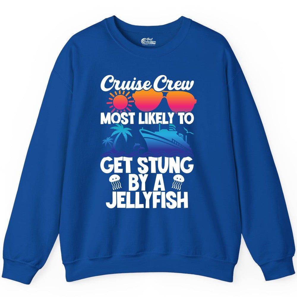 Cruise Crew Shirt - Funny Jellyfish Vacation Group Tee for Trips (Sweatshirt) in Royal - Cruise Crew Shirt - Funny Jellyfish Sunglasses Tropical Vacation Tee