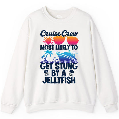 Cruise Crew Shirt - Funny Jellyfish Vacation Group Tee for Trips (Sweatshirt) in White - Cruise Crew Shirt - Funny Jellyfish Sunglasses Tropical Vacation Tee