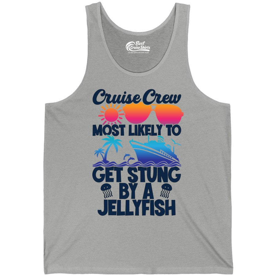 Cruise Crew Shirt - Funny Jellyfish Vacation Group Tee for Trips (Tank Top) in Athletic Heather - Cruise Crew Shirt - Funny Jellyfish Sunglasses Tropical Vacation Tee