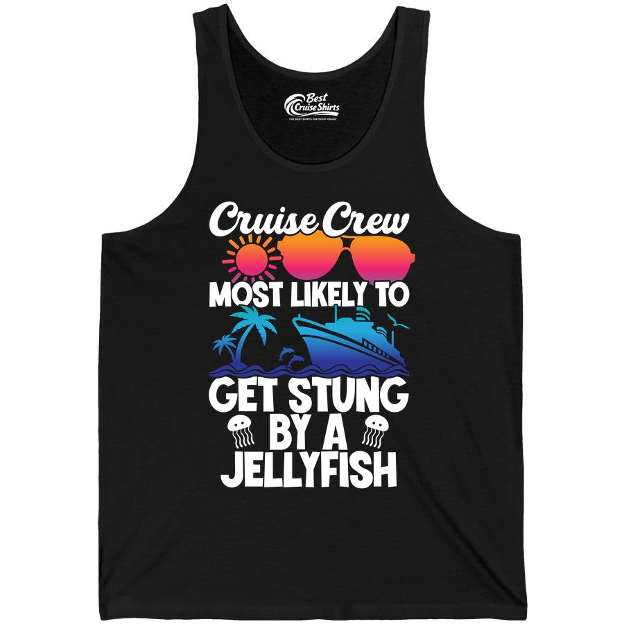 Cruise Crew Shirt - Funny Jellyfish Vacation Group Tee for Trips (Tank Top) in Black - Cruise Crew Shirt - Funny Jellyfish Sunglasses Tropical Vacation Tee